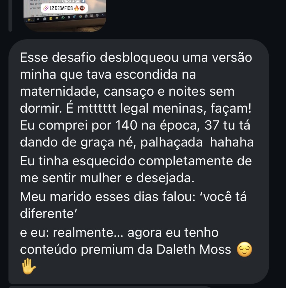 Print de mensagem recebida pela Dáleth