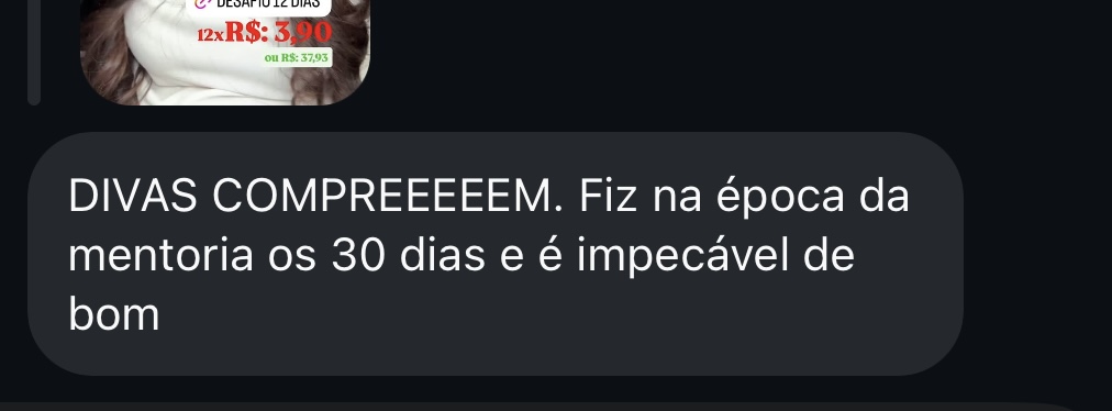 Print de mensagem recebida pela Dáleth